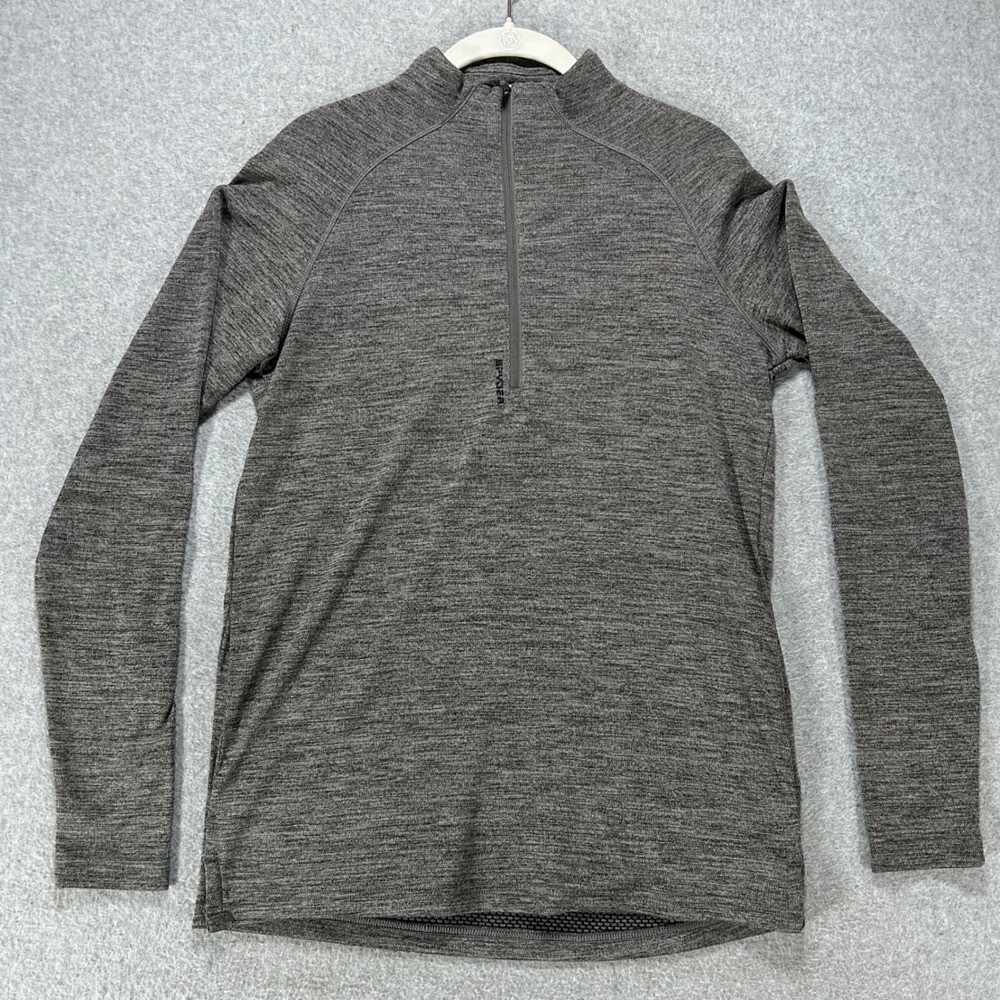 Spyder 1/4 Zip Pullover Mens Small Grey Waffle Knit Athletic Activewear